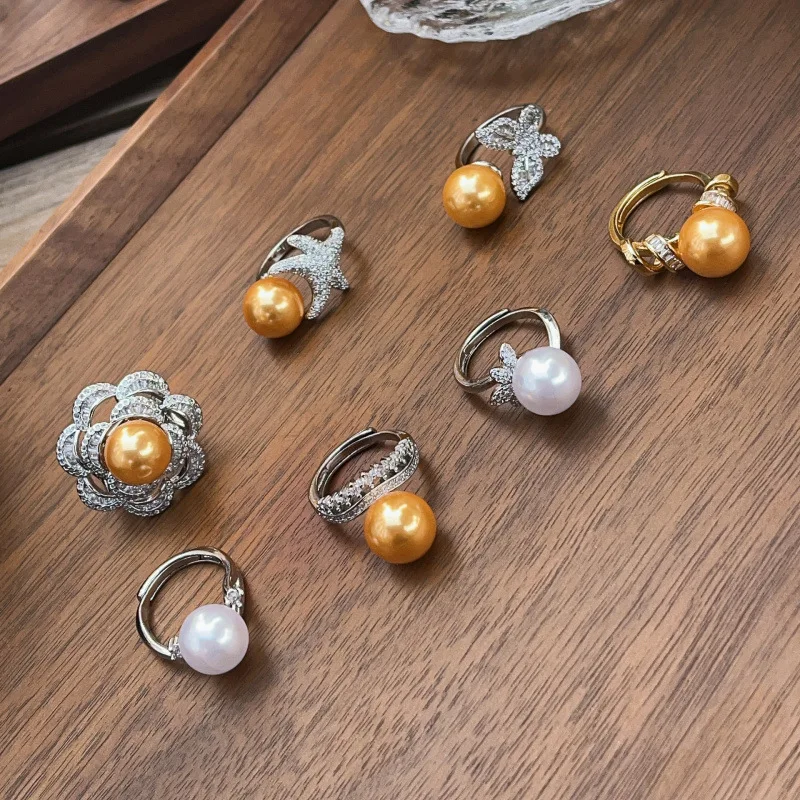 

Новые модные жемчужные кольца для женщин, легкие роскошные изысканные и высококачественные золотые круглые кольца с бусинами, модные регулируемые банкетные украшения