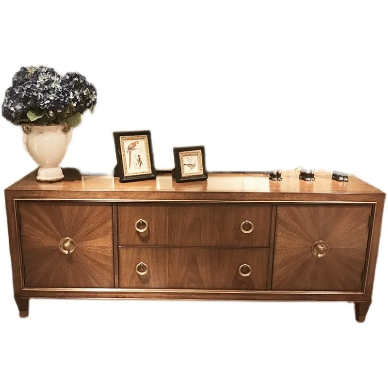 All solid wood TV cabinet coffee table combination, small and large apartment simple locker