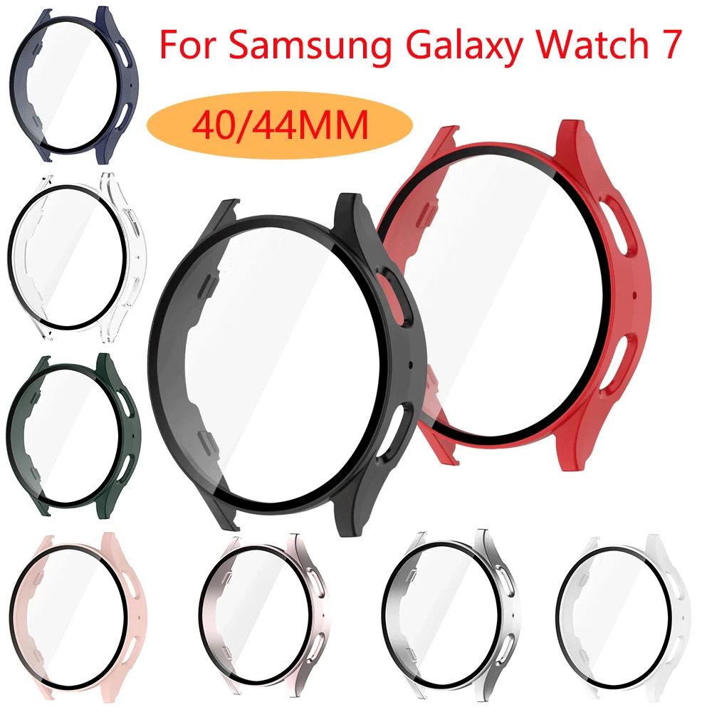 

Glass+case for Samsung Galaxy Watch 7 40mm 44mm,All-Around Screen Protector Hard PC Bumper Cover for Galaxy watch FE 40mm 44mm