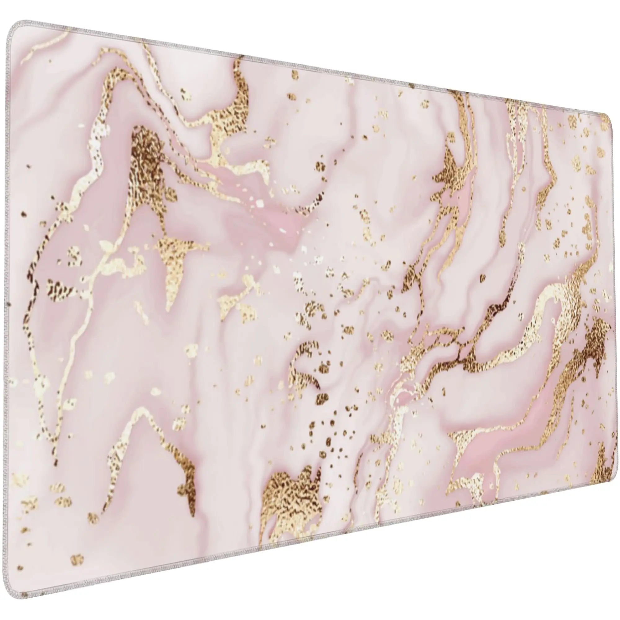 

Rose Gold Marble Deskmat with Non-slip Rubber Base,stitched Edges,suitable As A Keyboard and Mousepad for Home Office and Gaming