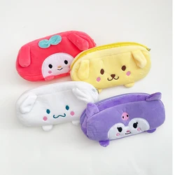 Sanrio Pencil Cases For Girls Kawaii Kuromi Melody Cinnamoroll Plush Pen Box Stationery Storage Bag School Office Supplies