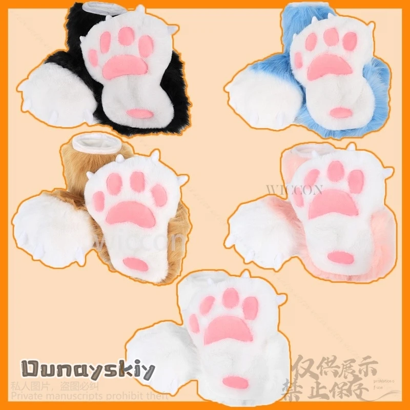 Anime Furry Plush Animal Claw Shoes Cosplay Costume Accessories 5 Colors Large Plush Cat Paw Cute Fursuit Gifts