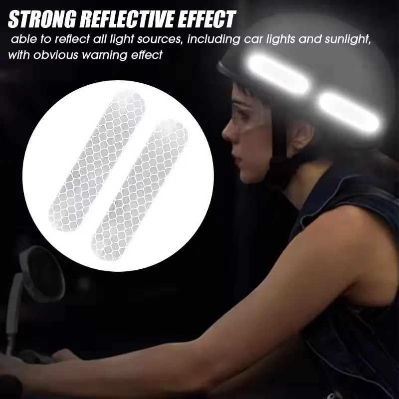 80-10PCS Car Helmet Safety Reflective Warning Stickers High Visibility Reflector Tape for Night Walking Riding Warning Stickers