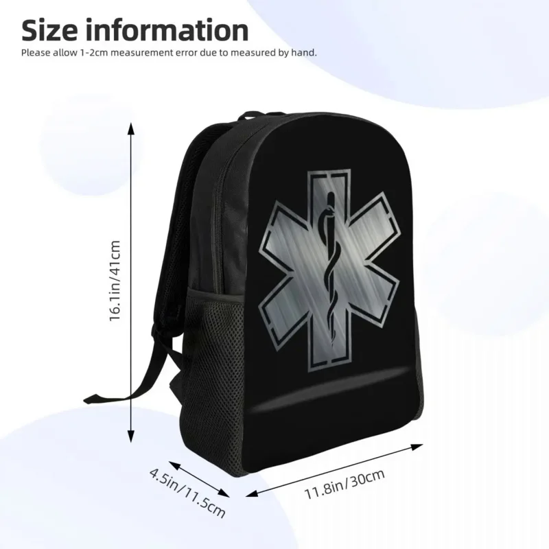 3D Printing Emt Star of Life Mochilas para meninos e meninas, paramédico, faculdade, escola, bolsas de viagem, mulheres, homens, Bookbag Fits, 15 "Laptop