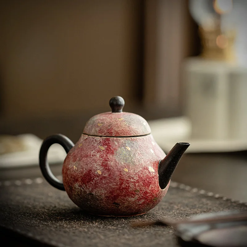 Rock Pottery Pear-shaped Pot Ceramic Teapot Single Pot Retro Kung Fu Tea Set Manual Filter Pot Accompanied By Hand Gifts