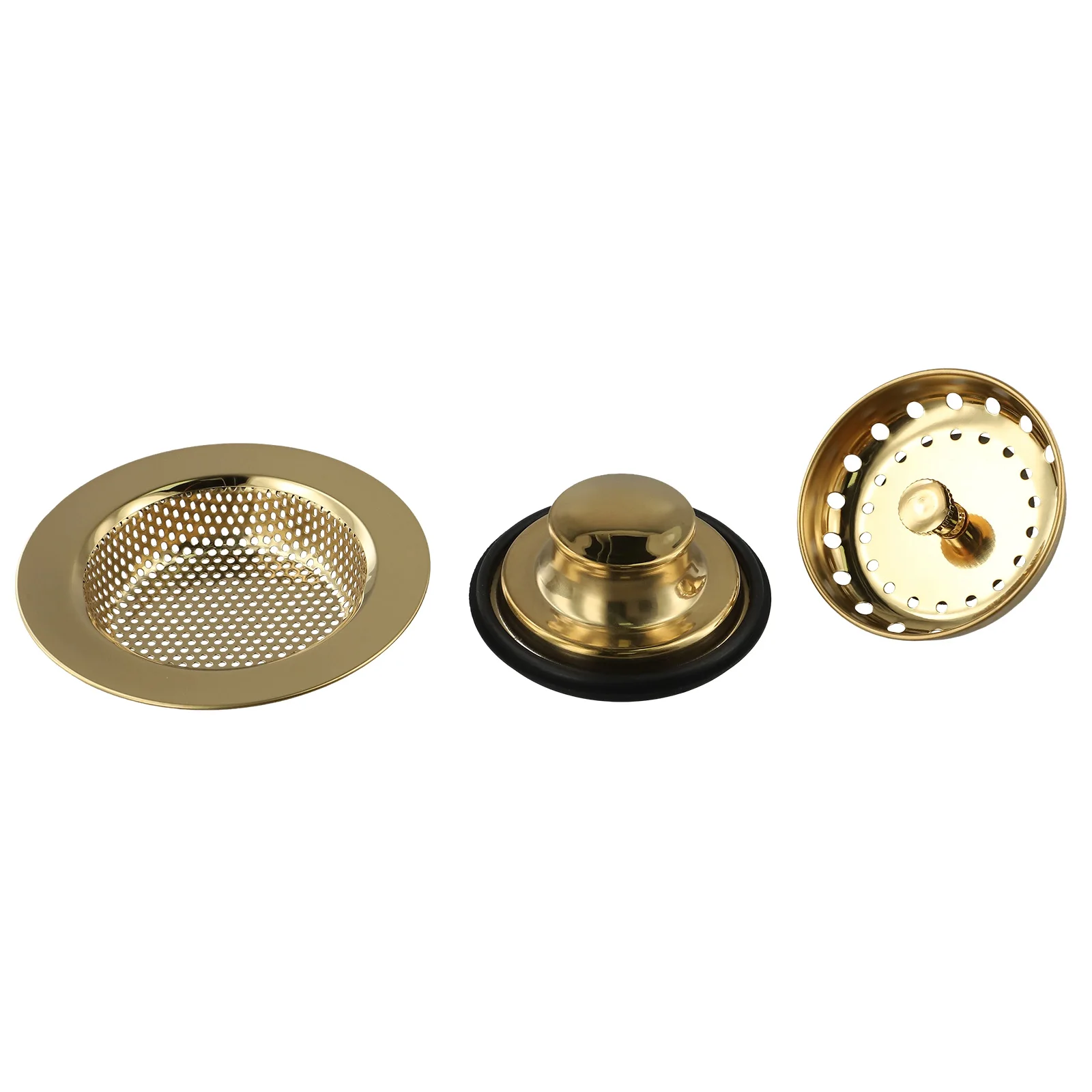 

Комплект для управления дренажем Золотая корзина для раковины Обустройство дома, как показано на рисунке Предотвращение засорения Сливной фильтр Элегантный дизайн