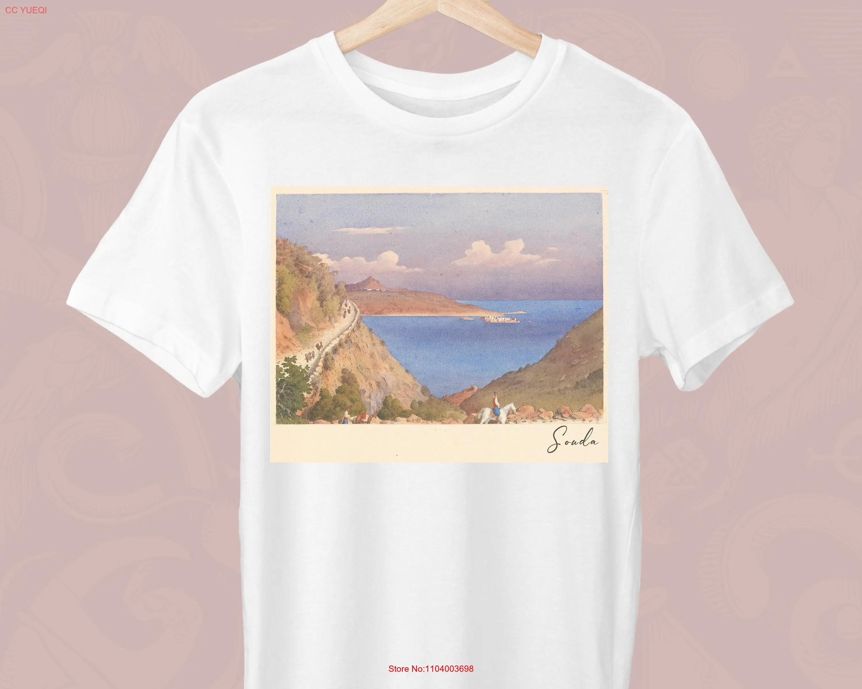 Fort of Suda Souda and entrance to Bay Candia Crete Edward Gennys Fanshawe T Shirt Greek Stylish long or short sleeves