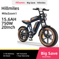 HillMiles MileZoom1 Adult Electric Bicycle 750W E-Mountain Ebike 52V15.6AH Battery 20 Inch Fat Tire  All Terrain Electric Bike
