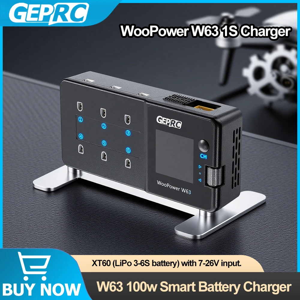 

GEPRC WooPower W63 100w Smart Battery Charger Charged for LiPo LiHV LiFe Suit Short-circuit Protection RC FPV Quadcopter Drone