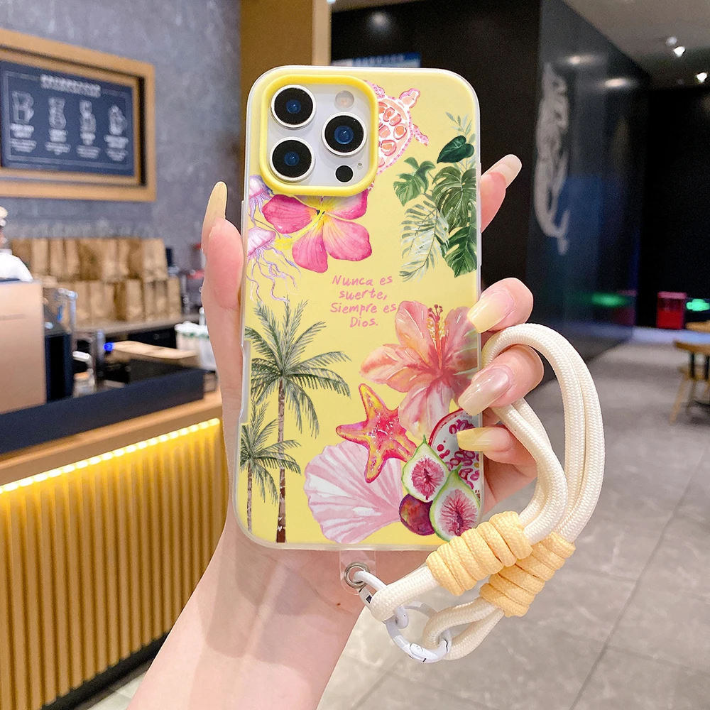 Phone Case For Samsung Galaxy S26 Ultra S25 S24 s22 s23 Plus FE A56 A55 A35 A36 A37 5G Summer Island 2 in 1 With Lanyard Cover
