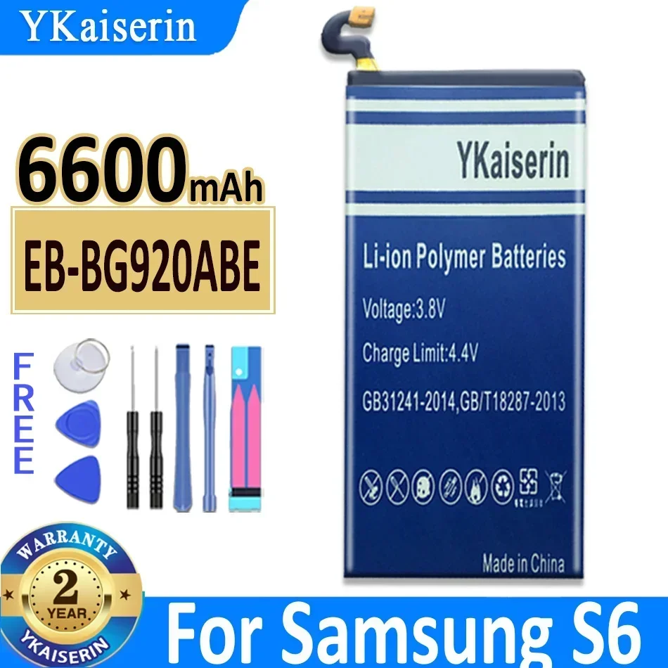 6600mAh YKaiserin Battery EB-BG920ABE For Samsung Galaxy S6 G9200 G920 G920f G920i G920A G920S G920L G920K