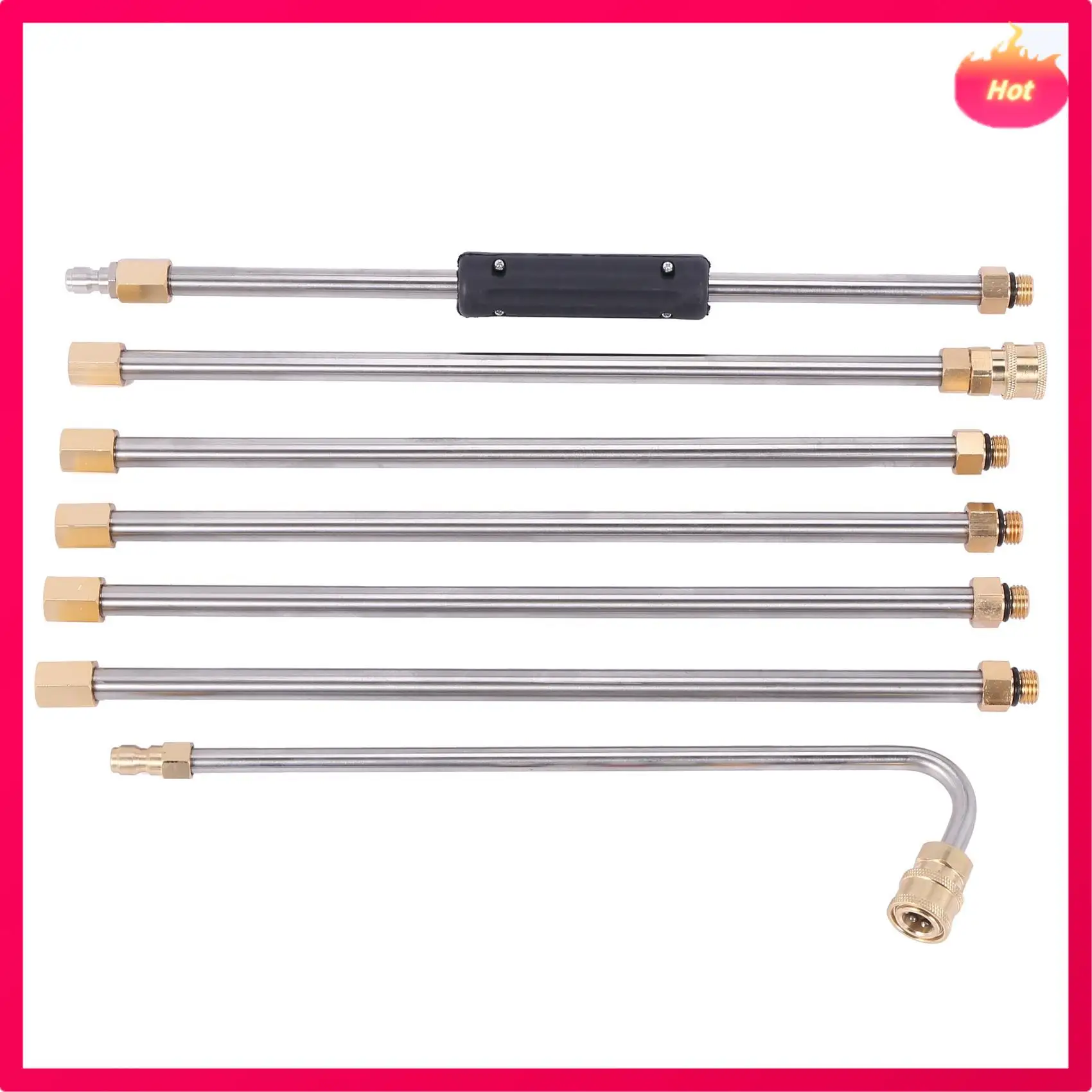 

ABYP 2Set Gutter Cleaning Tool Pressure Washer - Extension Wands, Roof Cleaner Lance Nozzle - 4000 Psi 5 Tips