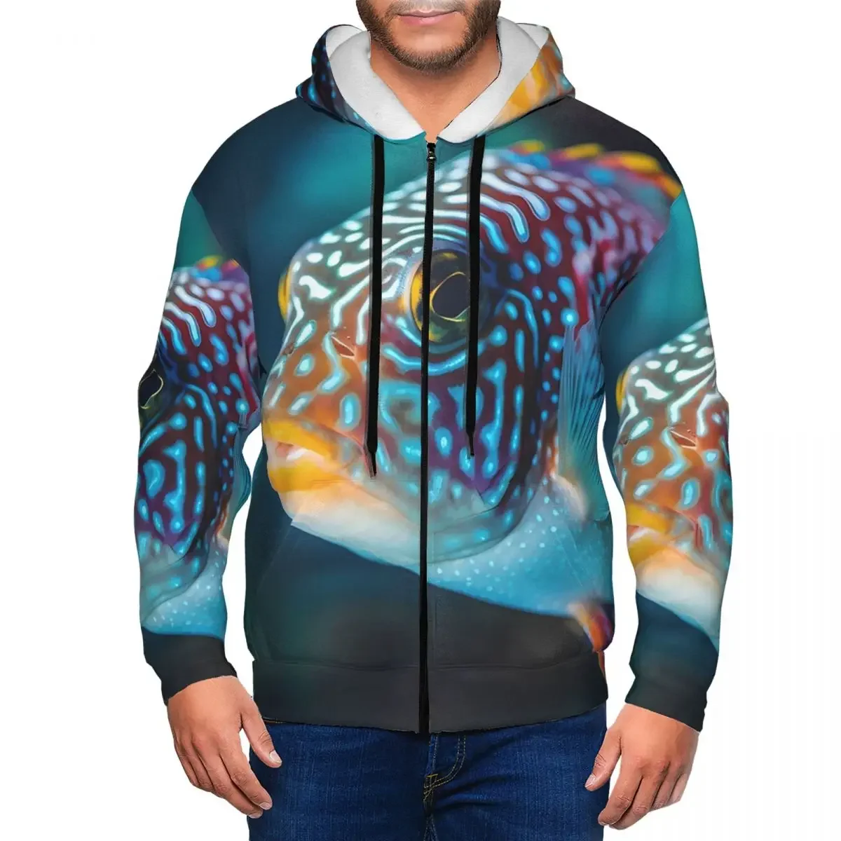 

Красочная морская рыба, тропическая рыба, толстовка на молнии, пуловер в стиле хип-хоп, осень-зима, мужские и женские толстовки, топы с длинными рукавами