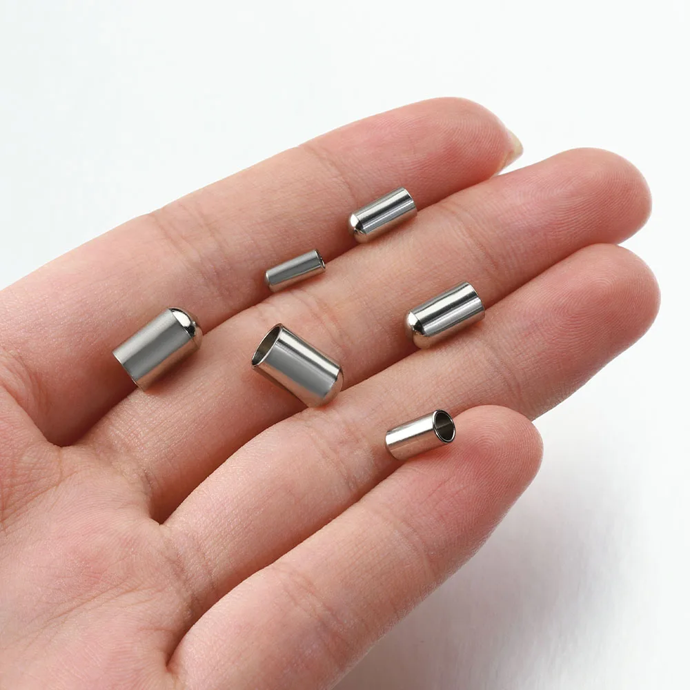 20pcs Gold Color Stainless Steel End Caps Crimp Clasps Cord tip for laces Leather Cord Jewelry Making DIY Findings Accessories