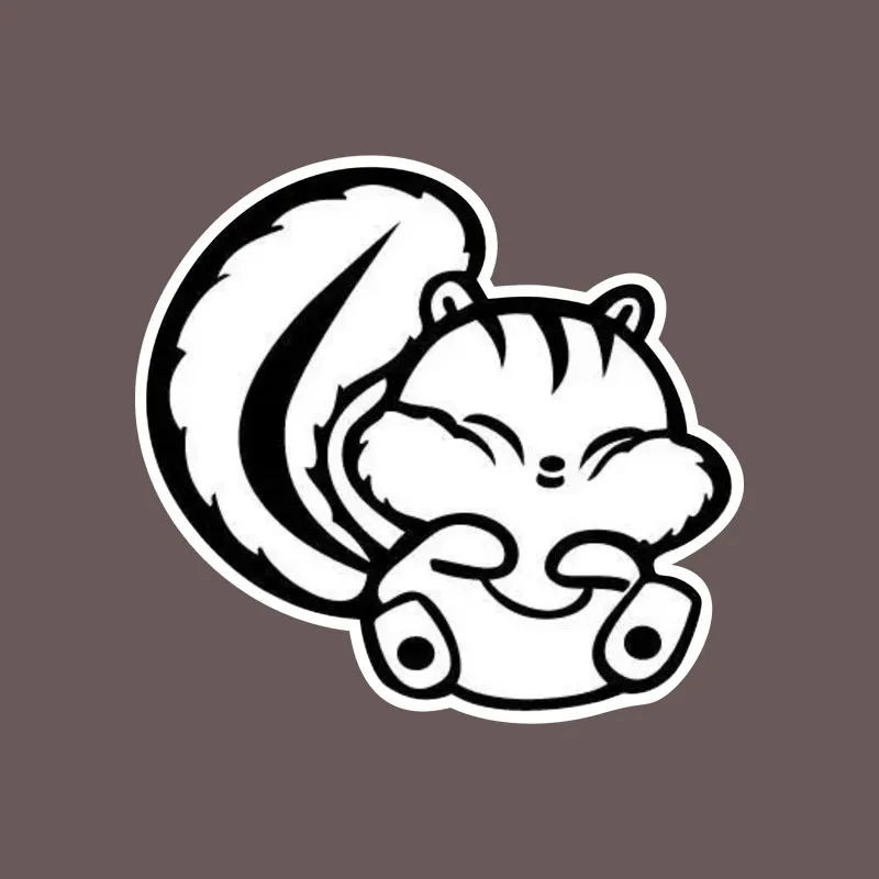 

1PC Cute Cartoon Squirrel Sticker Black White Style Adhesive Decal for Car Laptop Phone Decorative