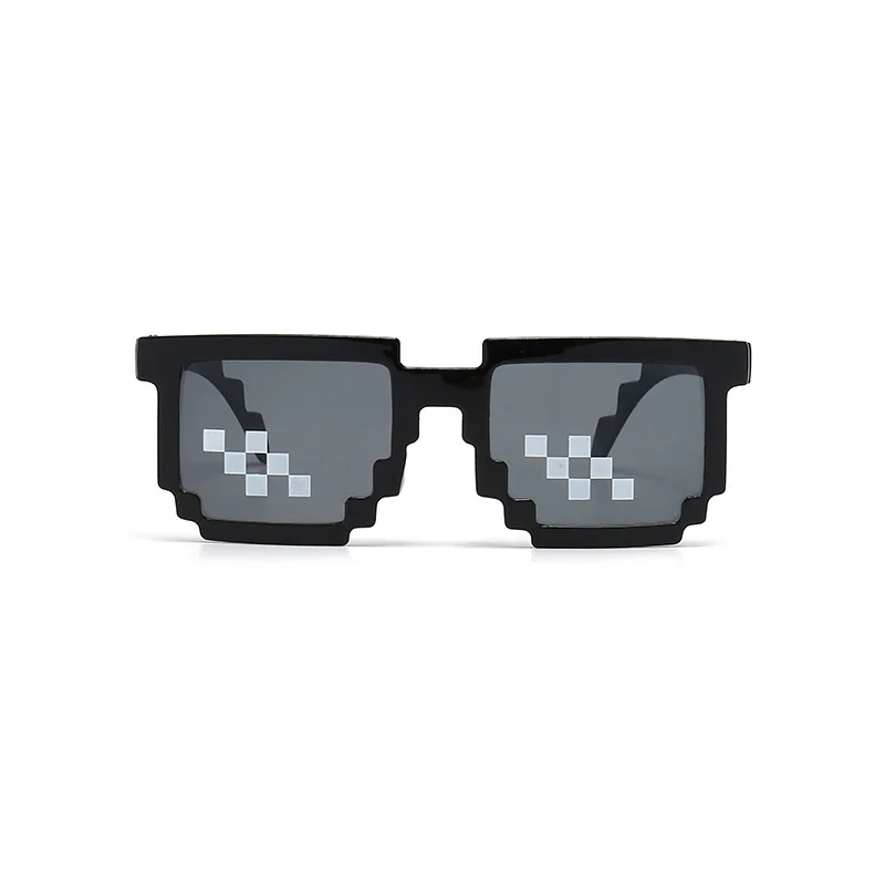 Shonemes Funny Mosaic Sunglasses Retro Thug Life Shades Pixel Gamer Robot Sun Glasses Party Cosplay Eyewear