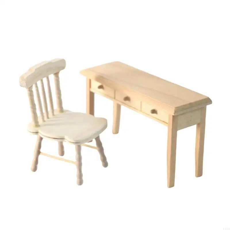

Children Unpainted Wooden Chair Desk Model For Early Learning Creative Decors P31B