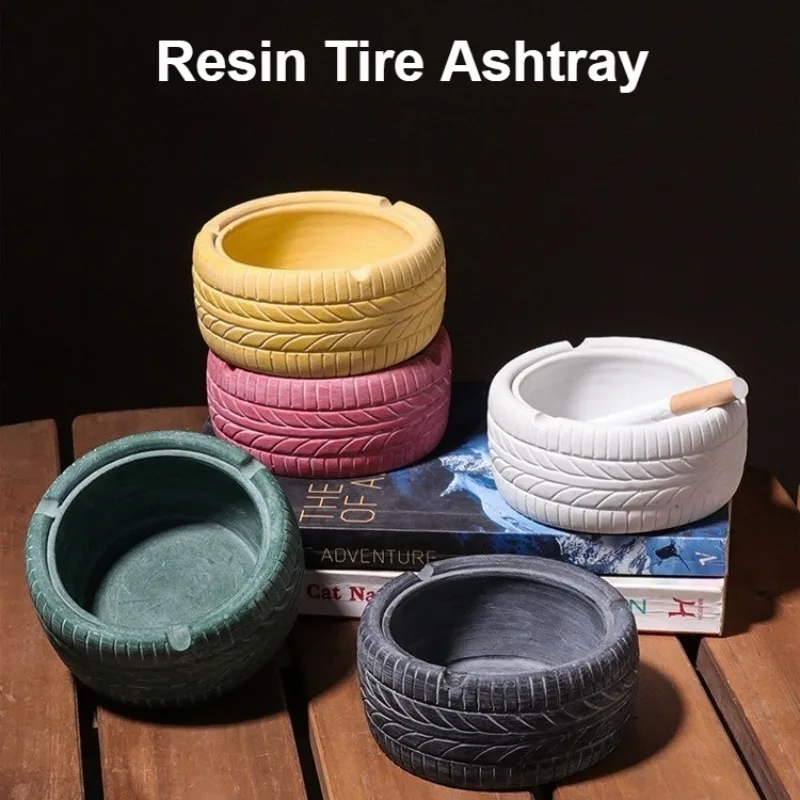 Simulated tire resin ashtray, industrial windmill carrying household ashtray, desktop decoration ornament for racing enthusiasts