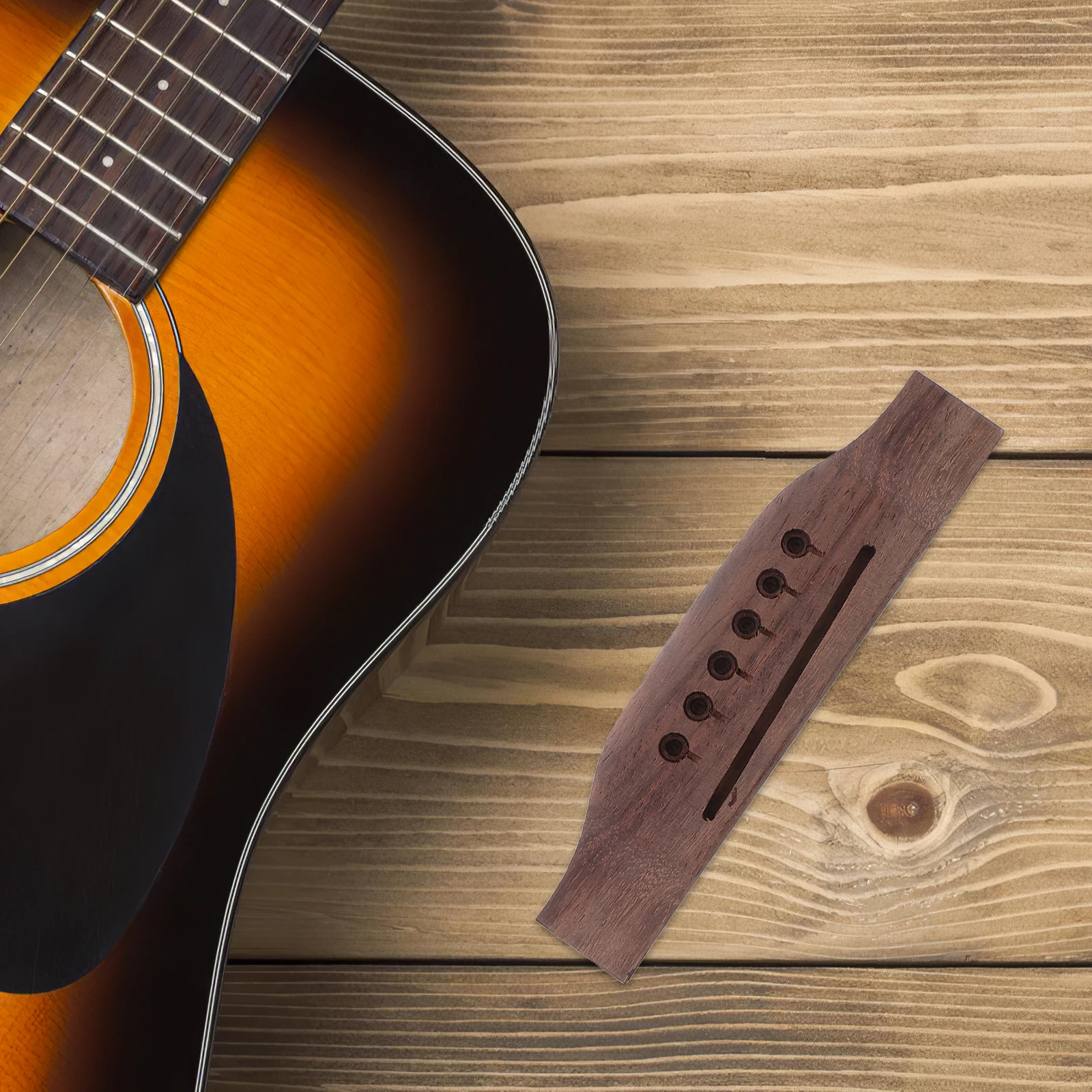 

Wooden Guitar Bridge Replacement for Acoustic Folk Instruments Rich Sound Durable Accessory Musical Enhancement