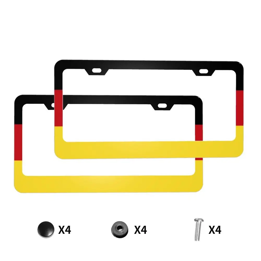 German Flag Plate Frame  2 PCS License Plate Holder Universal American Auto License  Rust-Proof Rattle-Proof Weather