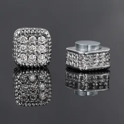 Fake Piercing Strong Magnetic Ear Clip For Men Iced Out Zircon Hip Hop Punk Silver Color Magnet Earrings Women Gifts OHE127-5