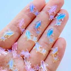 100 pçs 3d resina encantos do prego peixinho brilhante peças de unhas acessórios kawaii diy decoração da arte do prego