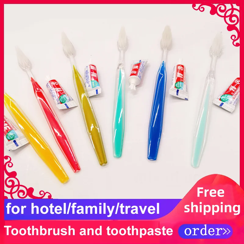 Free Shipping Mixed Color Toothbrush Toothpaste Set Hotel Supplies Personal Private Cleaning Appliance Wholesale