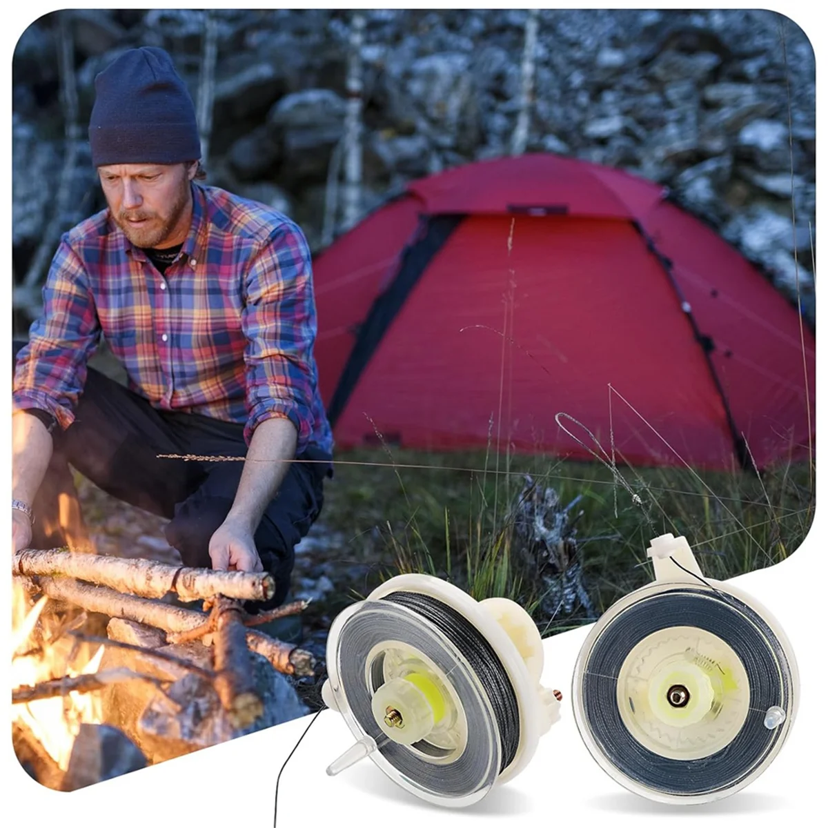 ABGI1 Pcs Trip Wire on Reel แบบใช้ซ้ําได้ (85ft), สายไฟสําหรับปริมณฑล Trip Alarm 12 Gauge และ Trip Wire Alarm