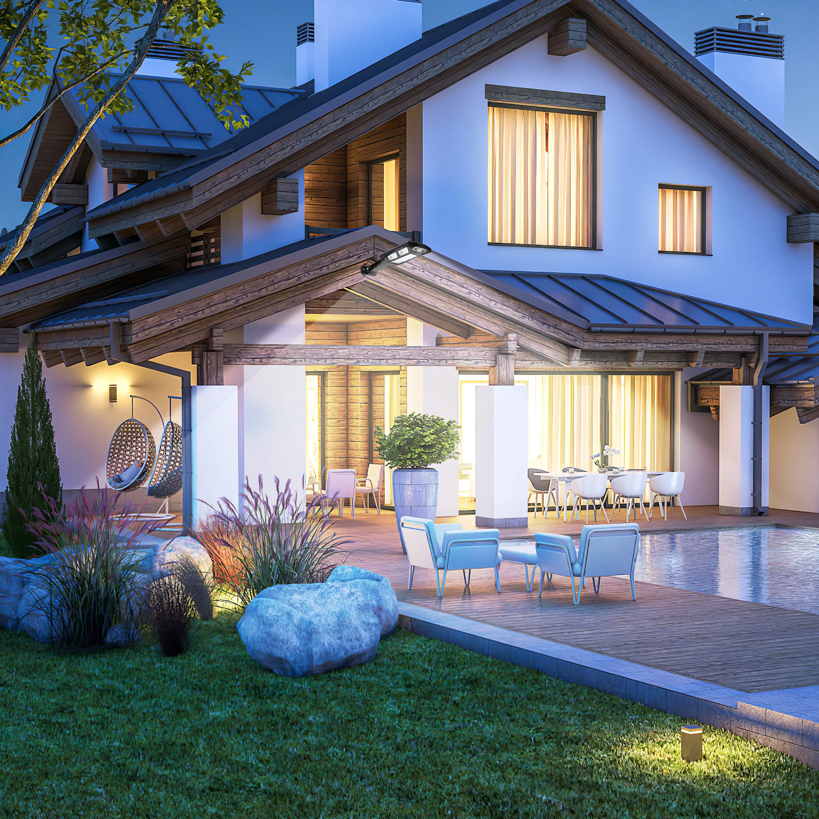 

Solar Garden Light ABS IP65 Waterproof High Sensitivity Human Induction Polysilicon Panel LED Yard Patio Pathway Solar Street