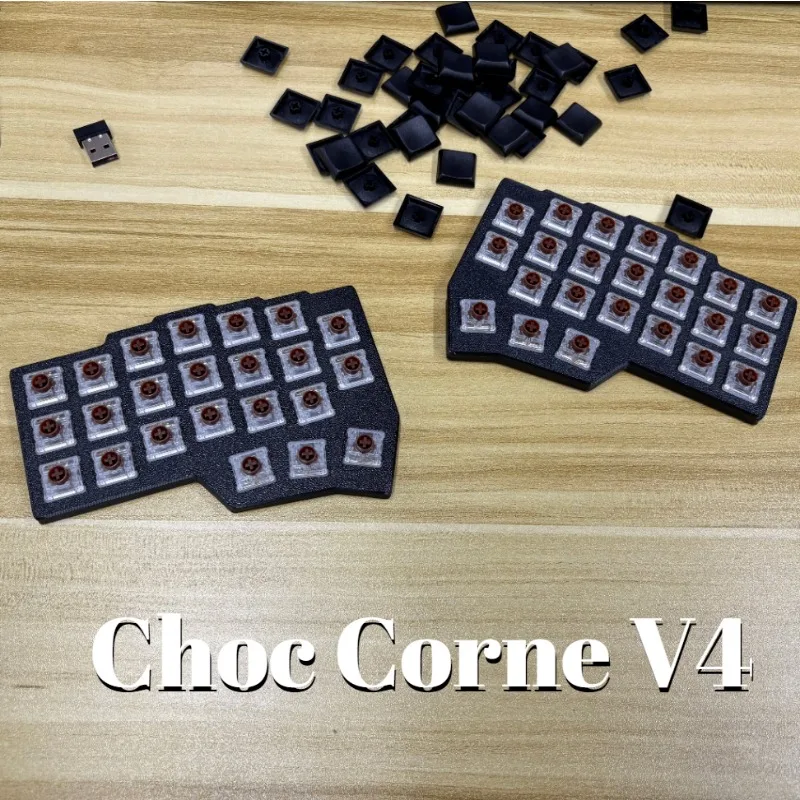 

Corne Choc V4 Low Profile Split Keyboard Black Wireless 2.4G Hot Swap Vial Custom Ergonomic Gaming Mechanical Keyboard Kailh