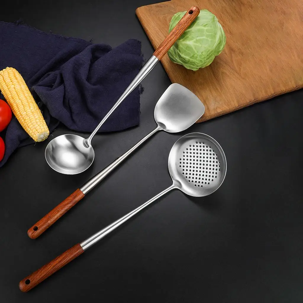 Набор инструментов Wok Ladle, практичная деревянная ручка, подарок для любителей кулинарии, посуда