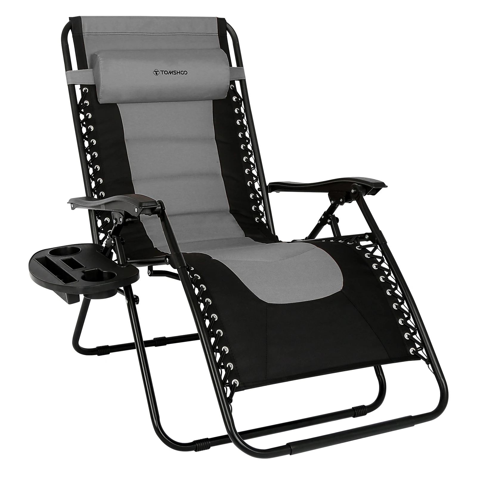 Tomshoo Outdoor Folding Lounge Chair Waterproof Oxford Cloth w Adjustable Patio Zero Gravity Reclining Chair for Lawn Backyard