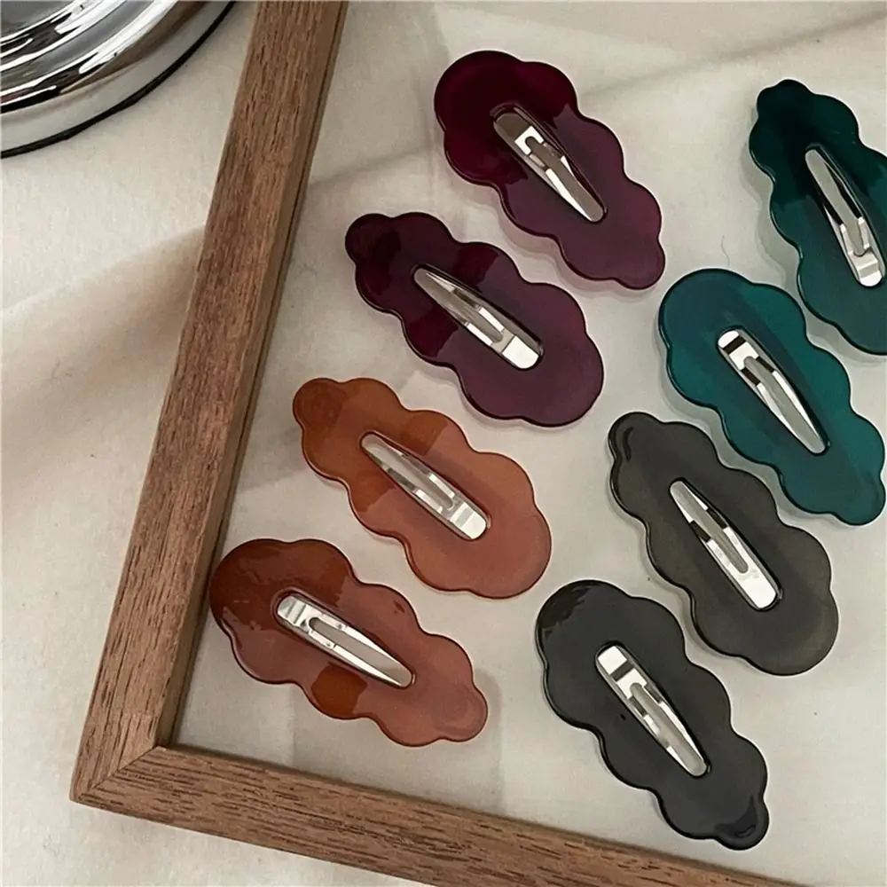 Creative Hollow Wave Cloud Hair Clip Jelly Color Small Hair Clip BB Clip Geometric Side Clip Flower Hairpin Female