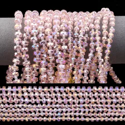 6/8mm Flat Round Austrian Crystal Pink Beads Wheel Shape Glass Loose Beads For Jewelry Making Necklace Earrings DIY Accessories