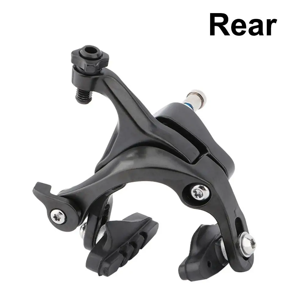 Front and Rear Road Bike Dual Pivot Calipers Aluminum Alloy Black C Brake Caliper With Brake Pads Universal Side Pull Caliper