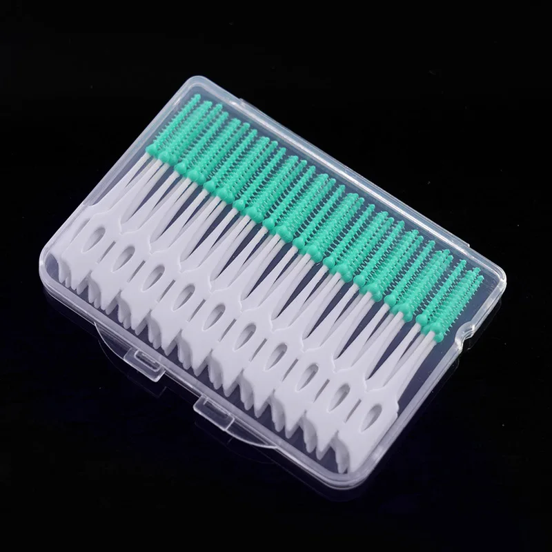 Escovas interdentais de silicone Escova de limpeza dental Dental Dental Floss Toothpicks Ferramentas de cuidados orais Super macio Limpador de dentes 40 pcs por caixa