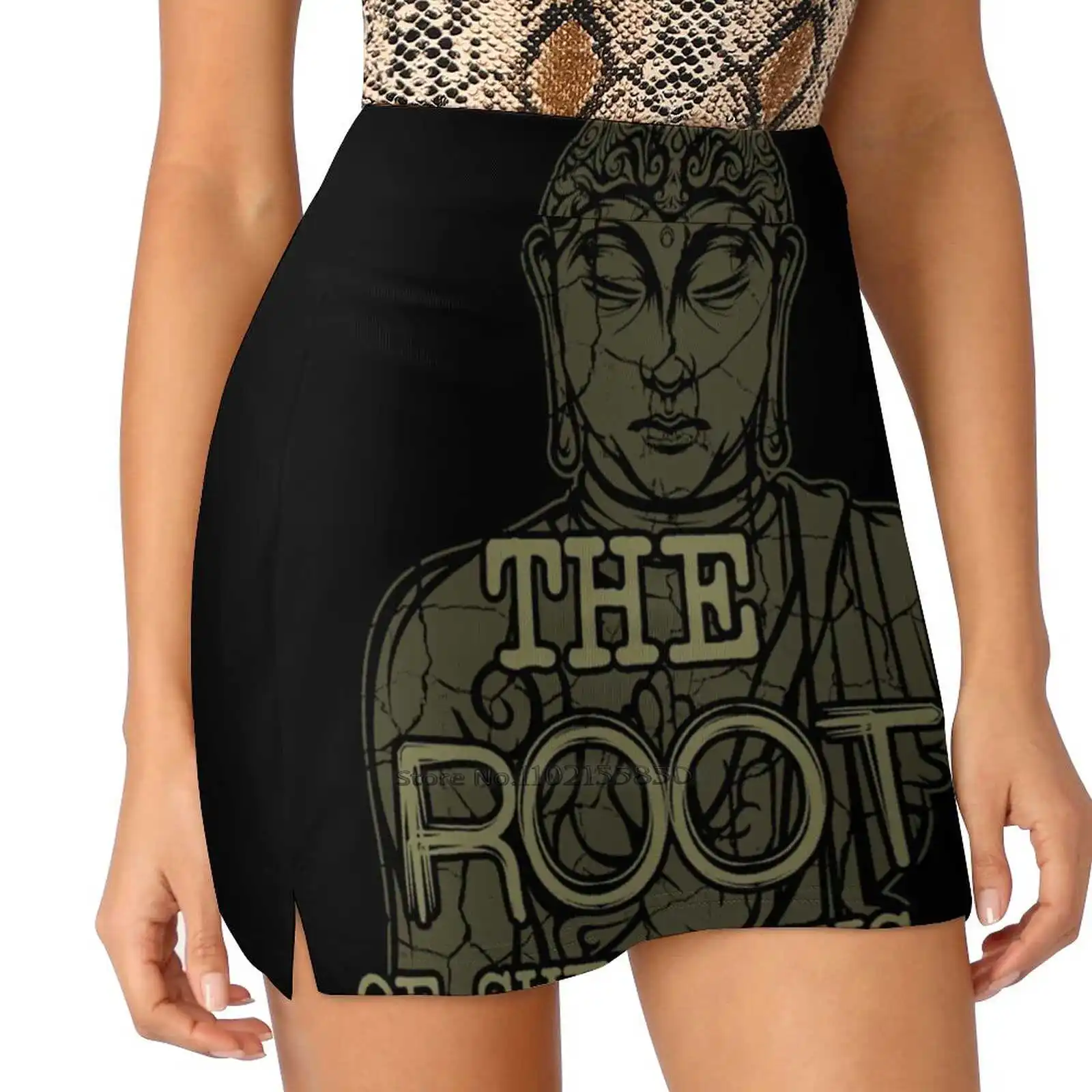 Buddhism Wisdom - The Root Of Suffering Is Attachment New Women Skirts Double-Layer Printed Short Dress Mini Sport Skirt