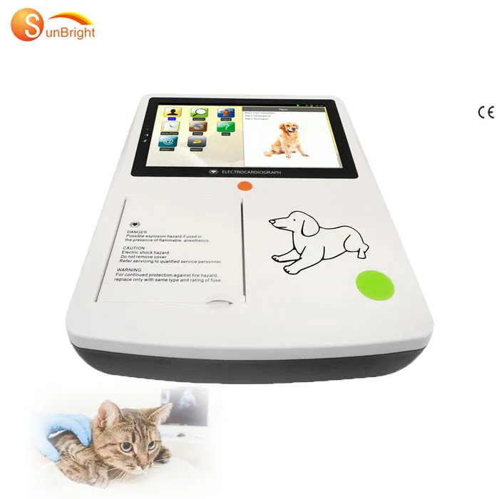 Portatil VET ECG 3 Channel 12 lead Electrocardiogram 7 inch touch screen ECG