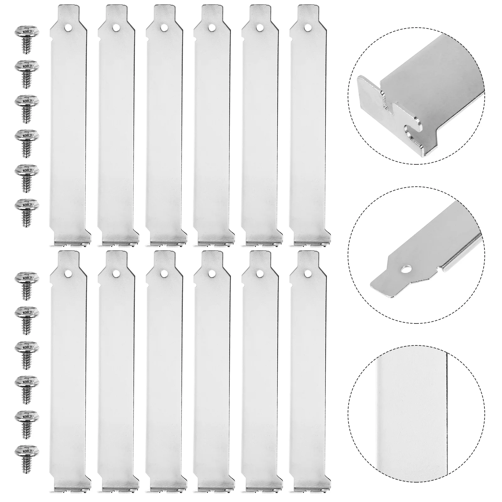 12 Pcs Double Pci Slot Cover Blank Bracket with Screws Board Plate Silver Iron Computer Case Covers