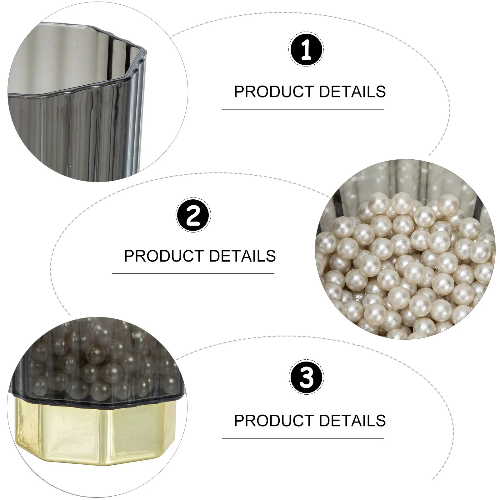 ゴールドリムガラス製メイクブラシホルダー、無料のパール付き、口紅や鉛筆の収納用デスクトップオーガナイザー、メイクブラシ