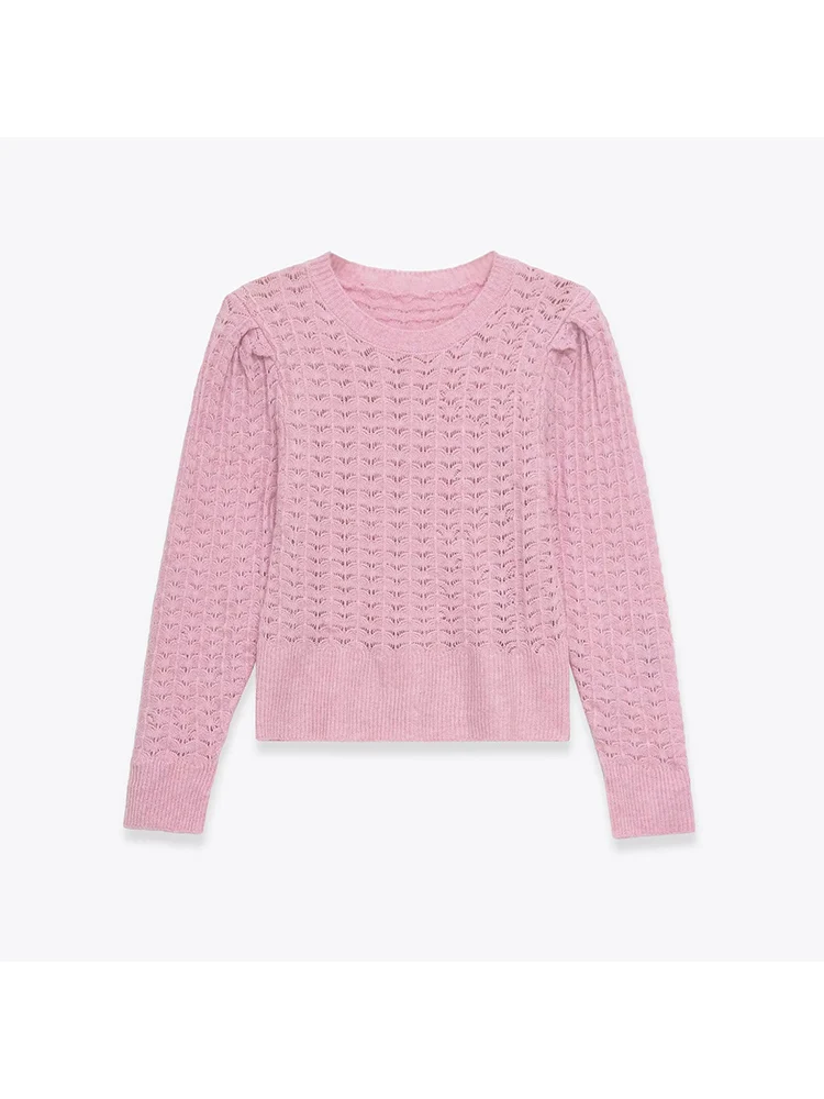 النمط الأوروبي أزياء المرأة الجديدة مزاجه تنوعا بسيطة بلون جولة الرقبة سترة طويلة الأكمام