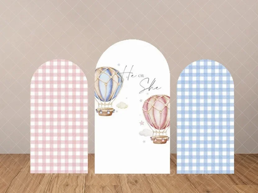 Gender Reveal Hot Air Balloon Arch Backdrop Cover Baby Shower Party Decoration Boy Or Girl Event Background