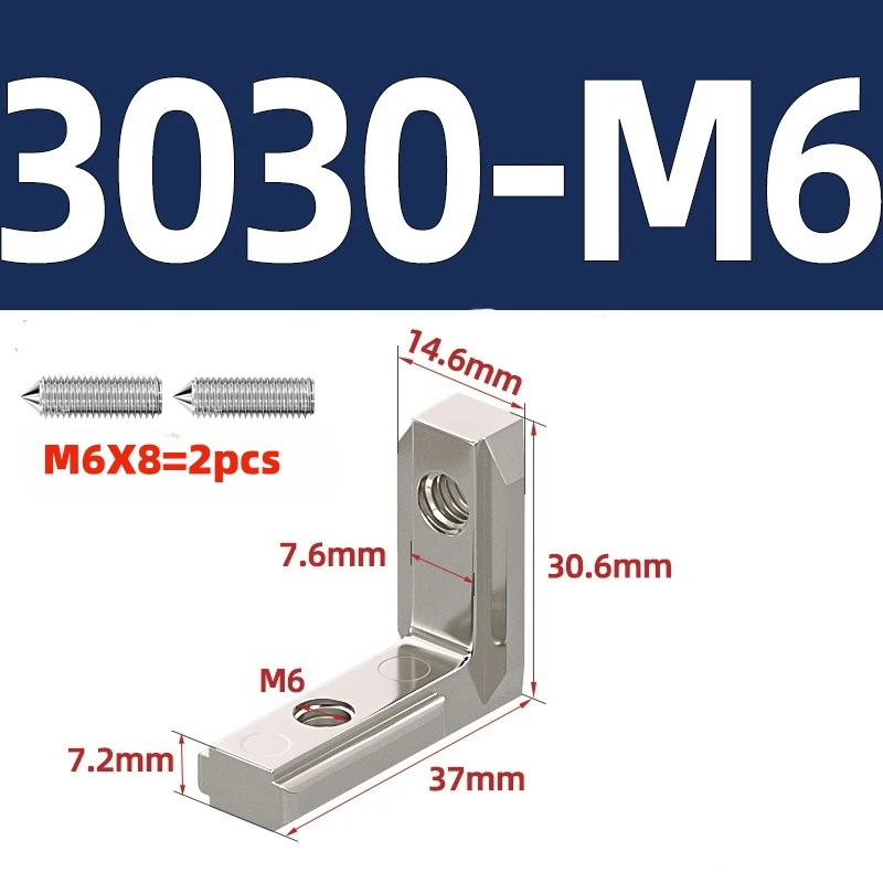EU 2020 3030 4040 4545 T Slot L-Shape Interior Inside Corner Connector Joint Bracket with Screws for Aluminum Extrusion Profile