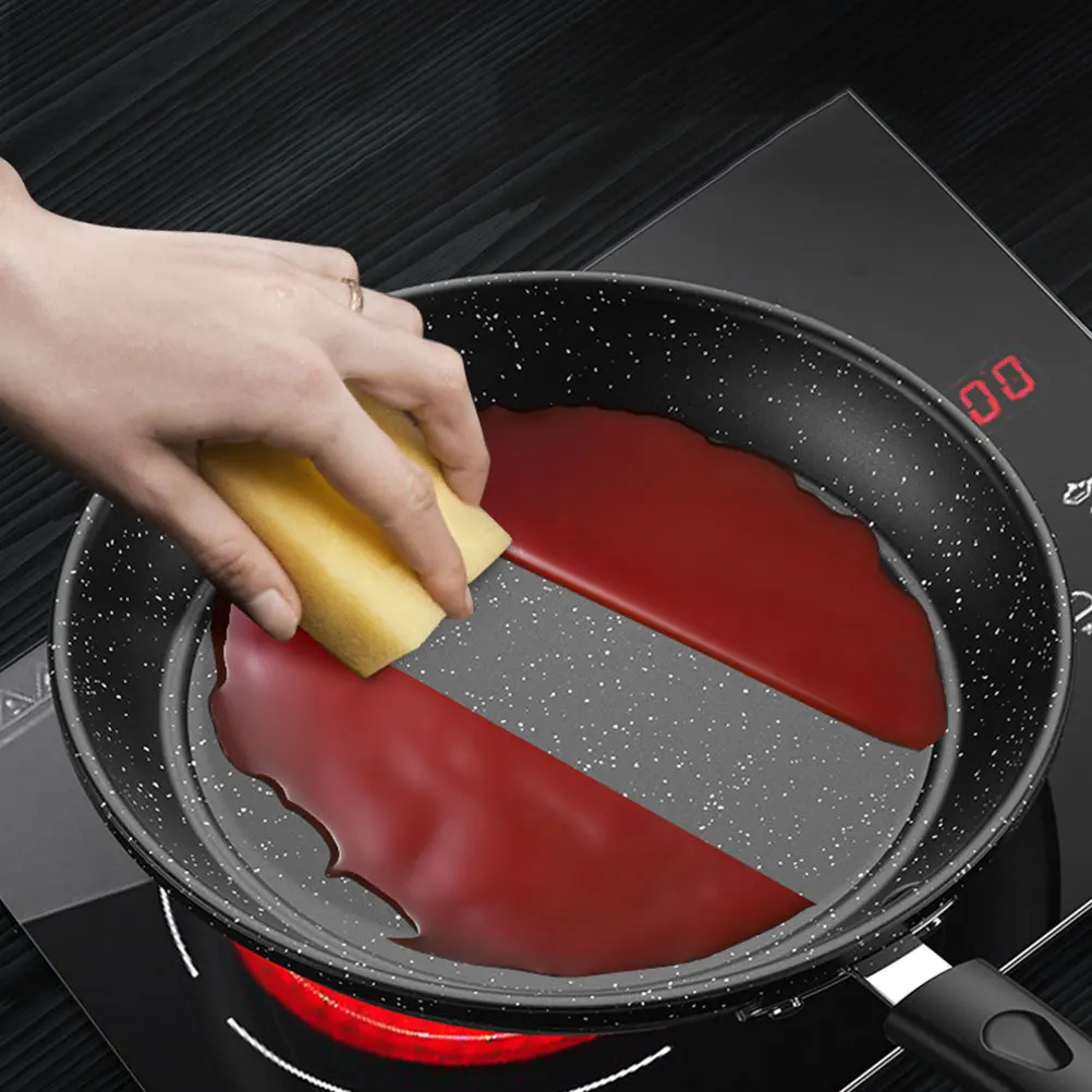 

1 шт., сковорода с закругленным двойным дном и антипригарным покрытием, черный медицинский камень, сотовая поверхность, высокая термостойкость, композитное основание для