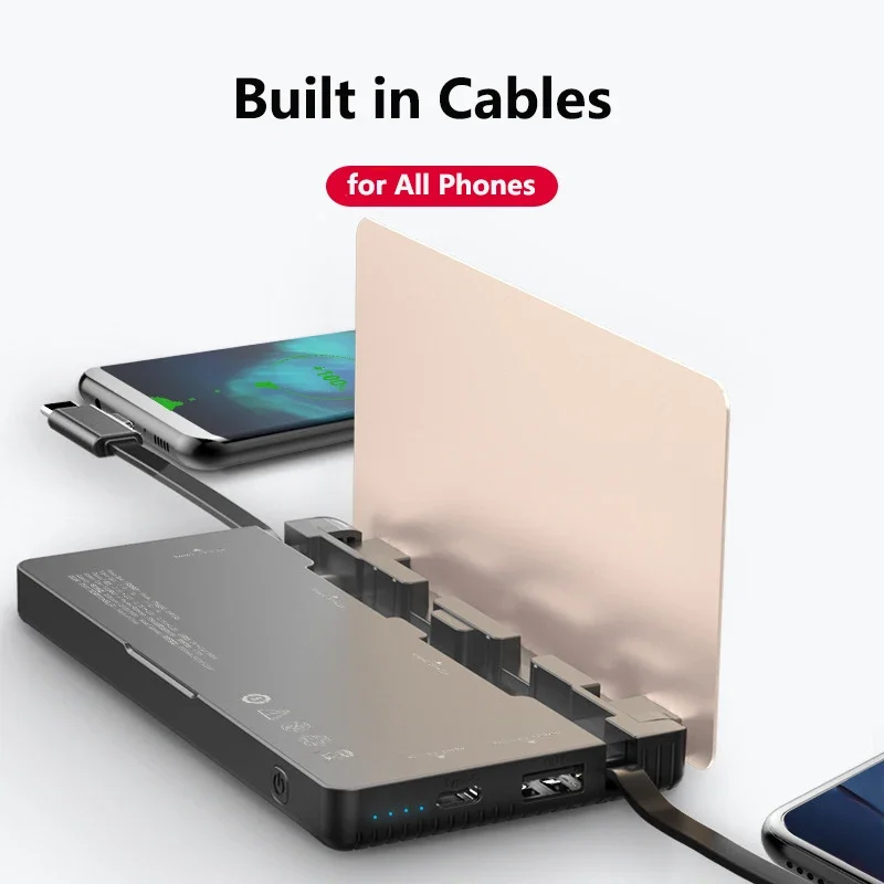 CCC 7850mAh Power Bank Fast Charging Portable Charger with Cable for iPhone 18 Pro Max Samsung Galaxy External Battery Powerbank