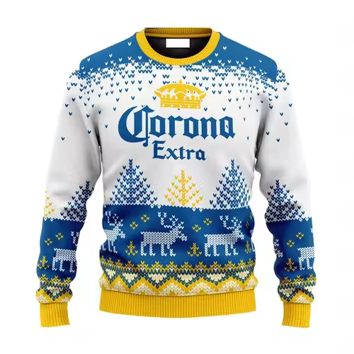 2025 New CORONA EXTRA Christmas Gift Ugly Sweater Hot Selling Merry Christmas Fashion 3D Printed Oversized O-neck Pullover shirt - Image 9