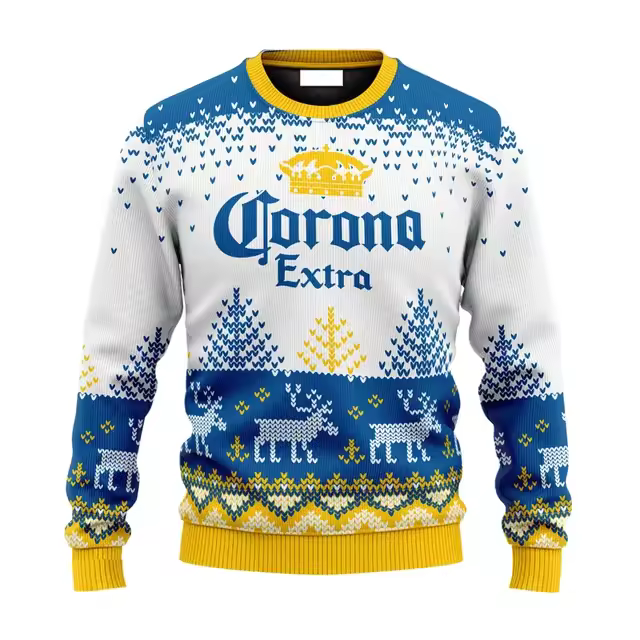 2025 New CORONA EXTRA Christmas Gift Ugly Sweater Hot Selling Merry Christmas Fashion 3D Printed Oversized O-neck Pullover shirt - Image 9