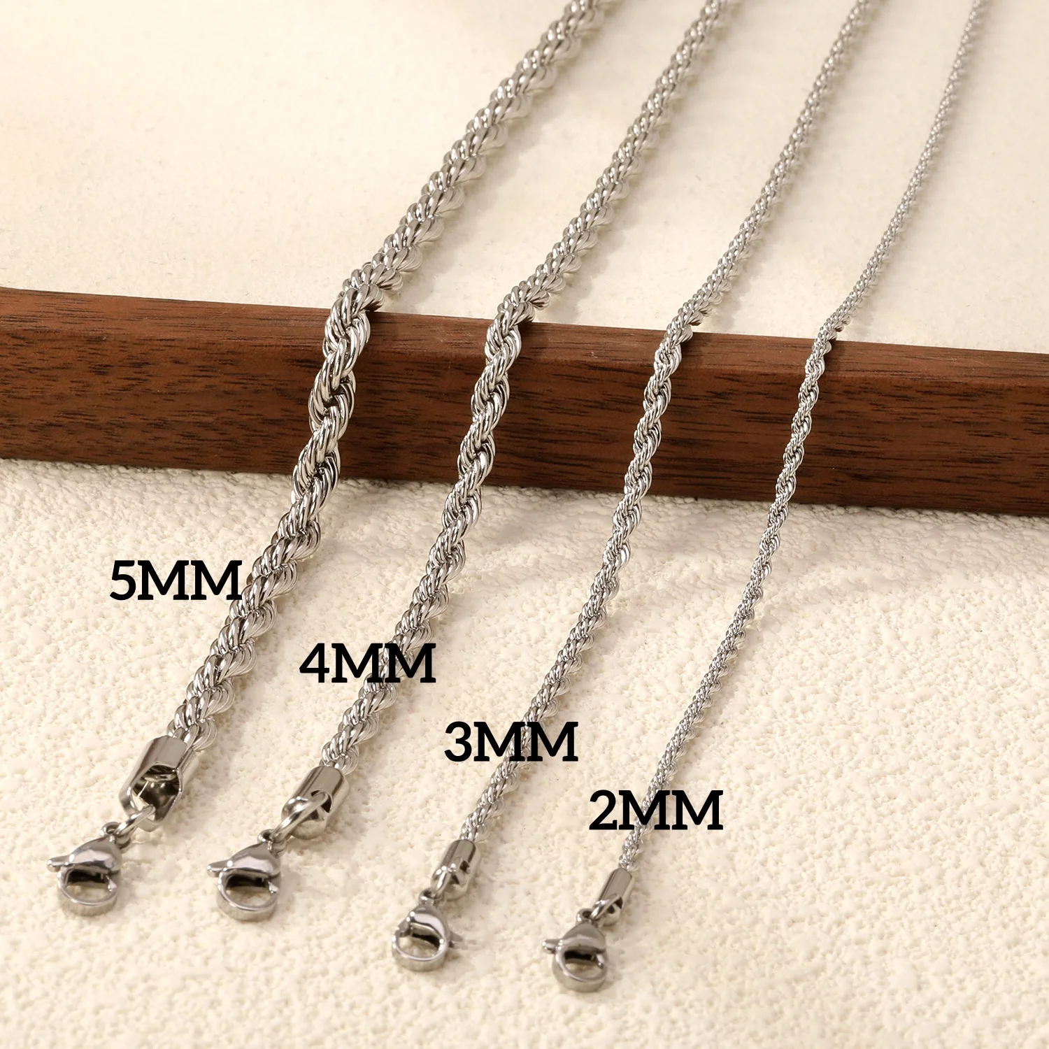 LUXUSTEEL Punk 1/10pcs/Lot 2/3/4/5mm Chain Stainless Steel Twist Rope Chain Necklaces No Fade DIY Pendants Accessories Wholesale