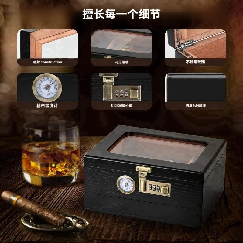 

Хьюмидор премиум-класса с кедровой подкладкой, портативный профессиональный контроль влажности для хранения сигар большой емкости