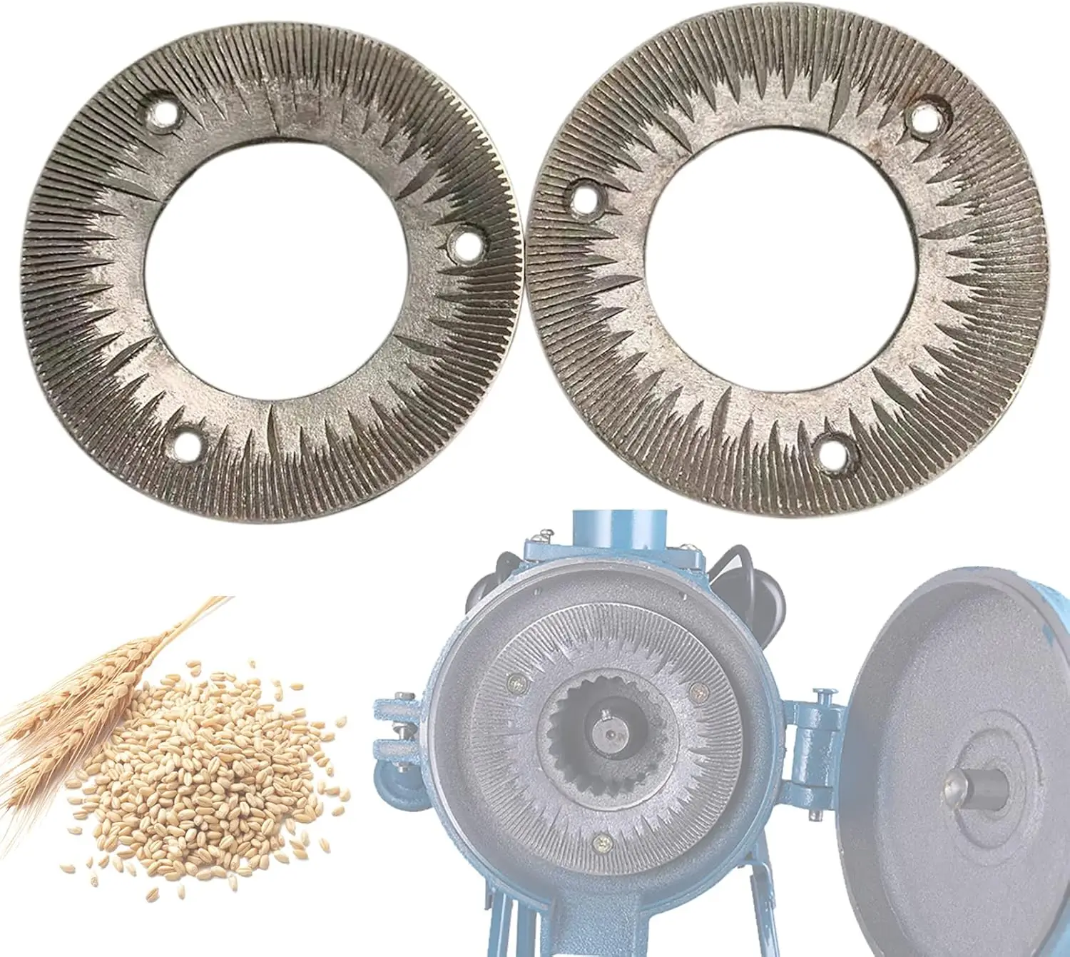 2Pcs Grinding Sheets for 3000W 110V Electric Grain Mill, Dry Grain Grinding Machine Plates Fit Heavy Duty Grain Grinder Machine